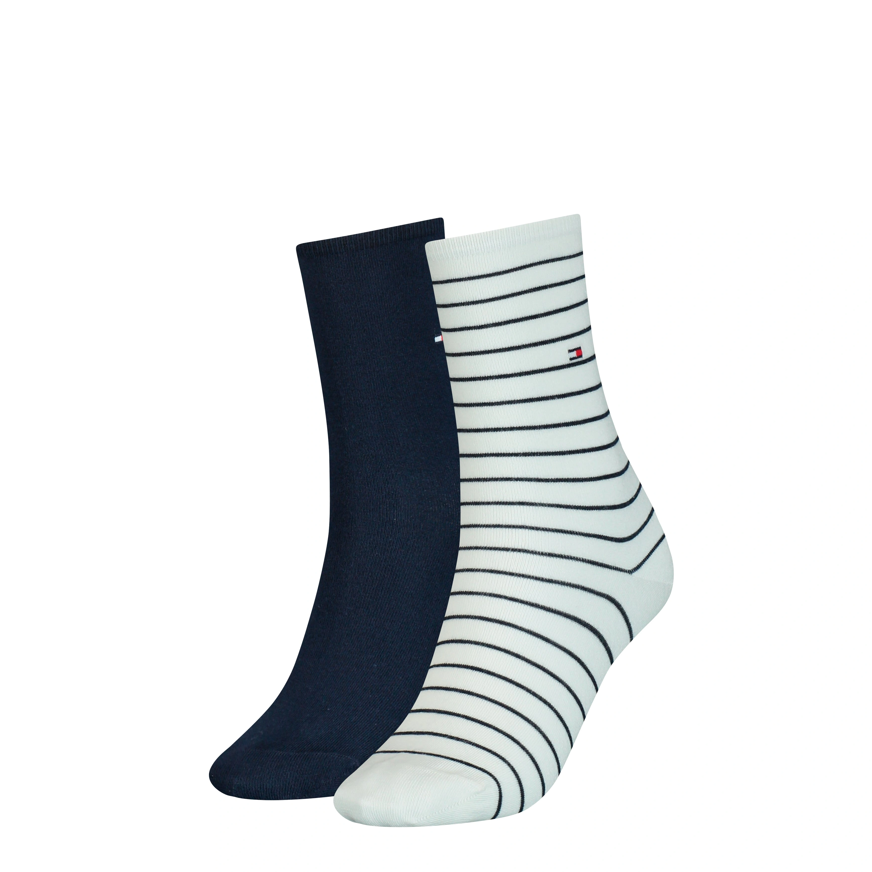 Tommy Hilfiger Striped Crew Socks 2-Pack Cozy White Style
